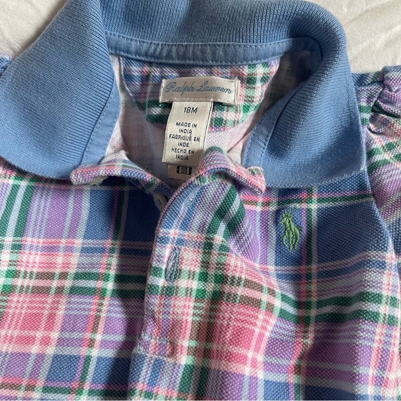 Ralph Lauren Pastel Plaid Cotton Polo Pique Dress Baby Toddler 18 Months - Picture 3 of 3